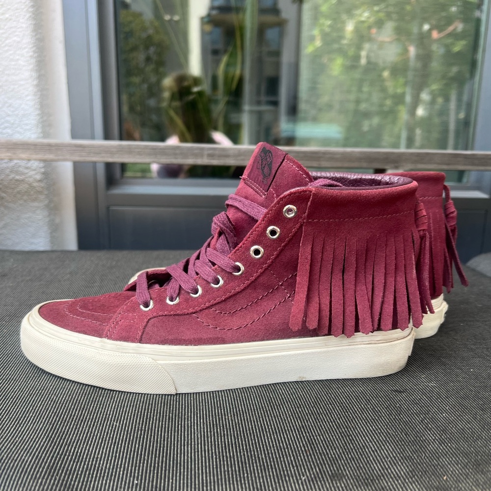 Vans - women’s Sk8-Hi moc sneaker with fringe.